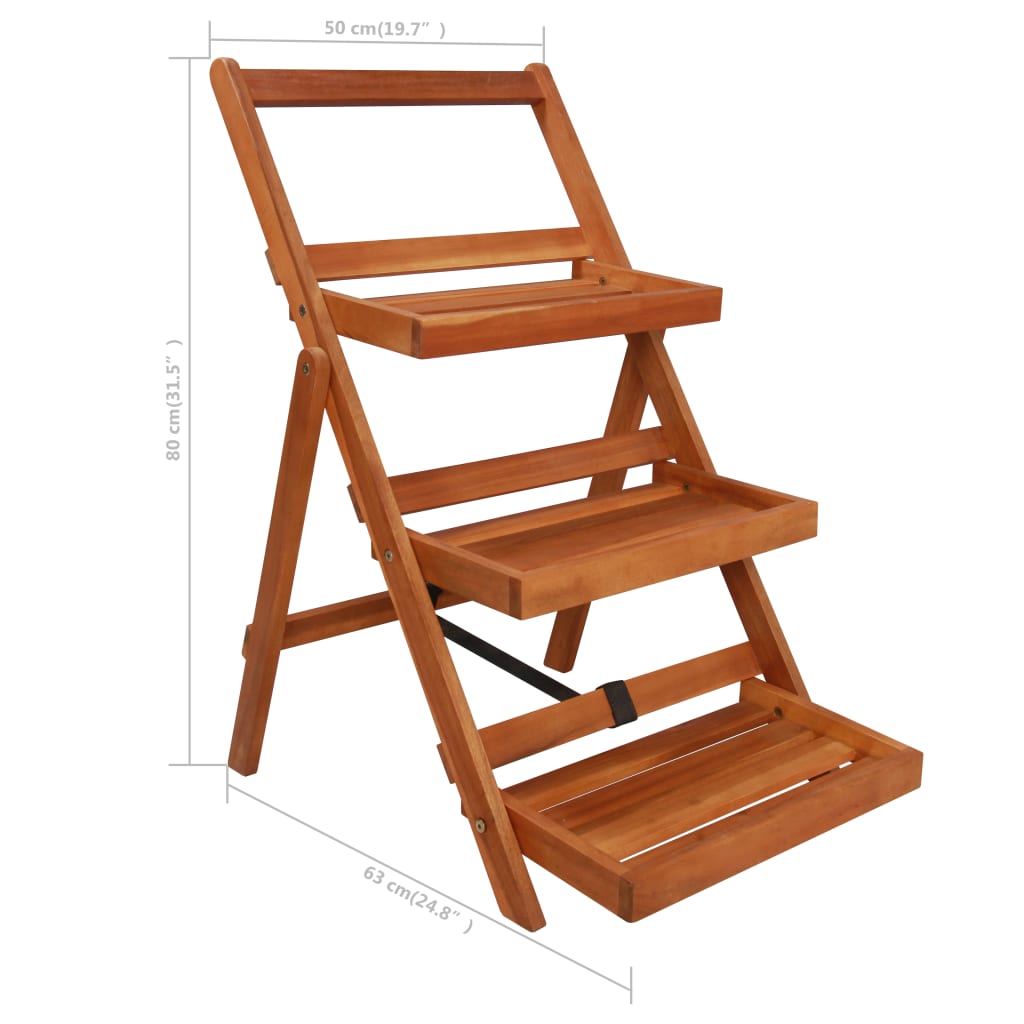 vidaXL 3-Tier Plant Stand 19.7"x24.8"x31.5" Solid Acacia Wood-4