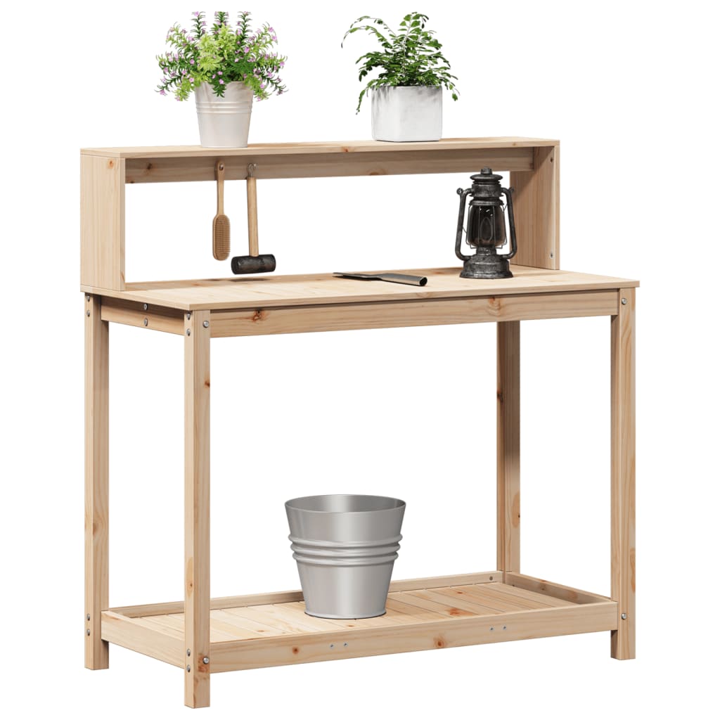 vidaXL Potting Table with Shelves 42.5"x19.7"x43.1" Solid Wood Pine-3
