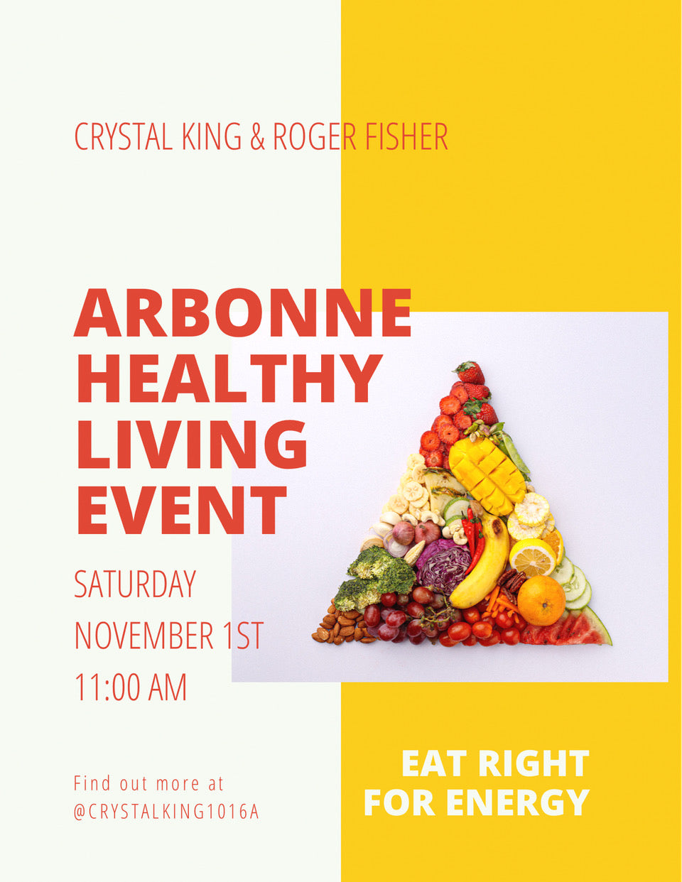 Promotional flyer for Arbonne Healthy Living Event 