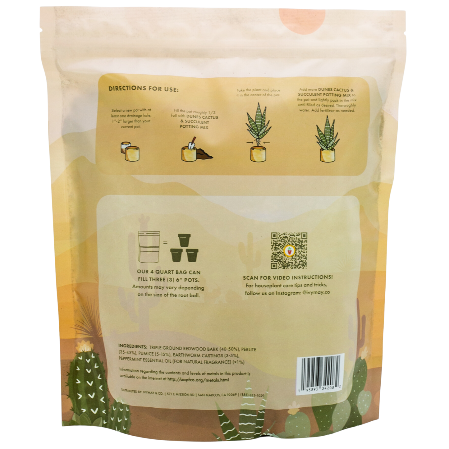 Organic Cactus & Succulent Potting Soil Mix - 1/2 Order
