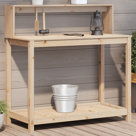 vidaXL Potting Table with Shelves 42.5"x19.7"x43.1" Solid Wood Pine-0